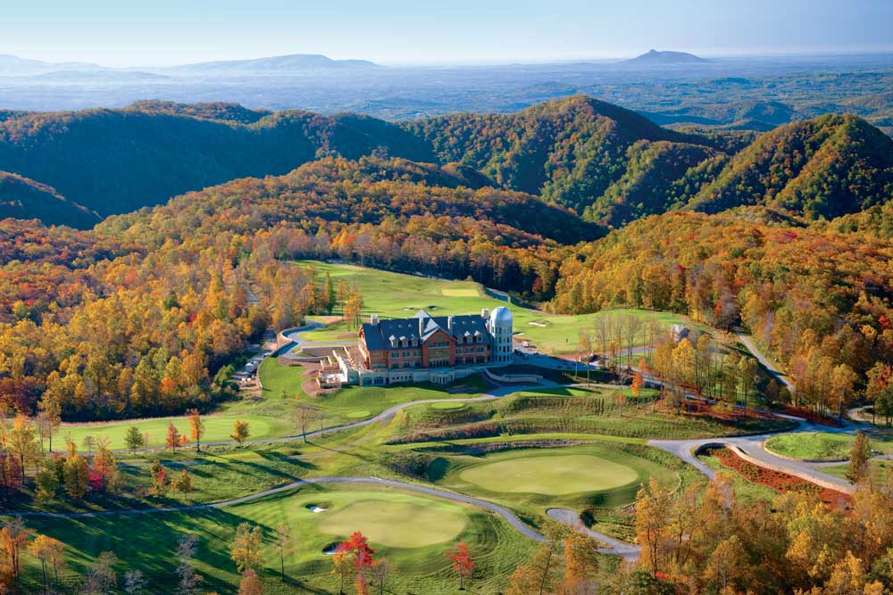 Primland Resort sits high in the fall colors of the Blue Ridge Mountains