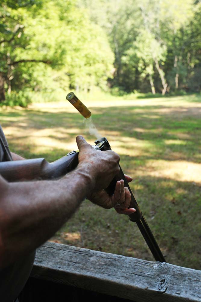 Primland Resort guest reloading while clay shooting