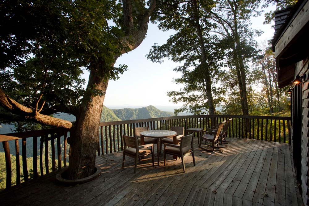 The expansive deck of Primland Resort's treehouse